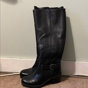 BareTraps Black Knee-High Block Heel Riding Boots